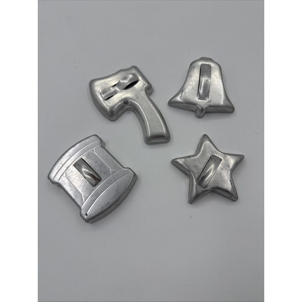 Vintage Aluminum Cookie Cutters Set Of 4 Drum Star Bell Tomahawk